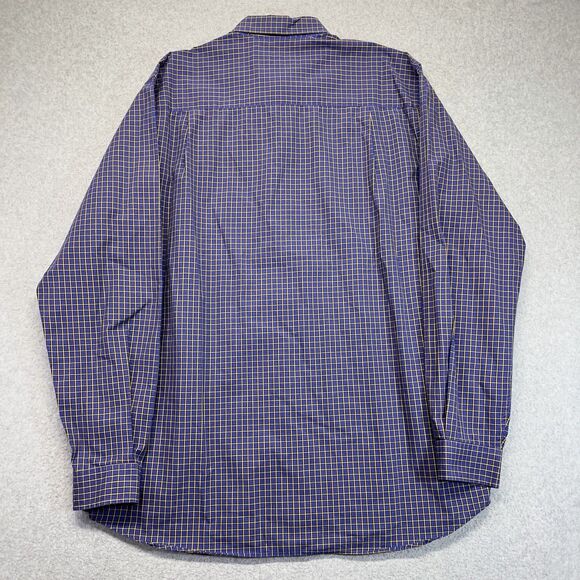 Eddie Bauer Button-Down Shirt Men’s Large Blue Yellow Windowpane Plaid LS - Picture 10 of 13